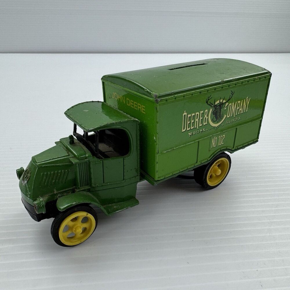 ERTL 1926 Mack Truck Van Bank John Deere Die Cast Metal Coin Bank Rare Farm Toy